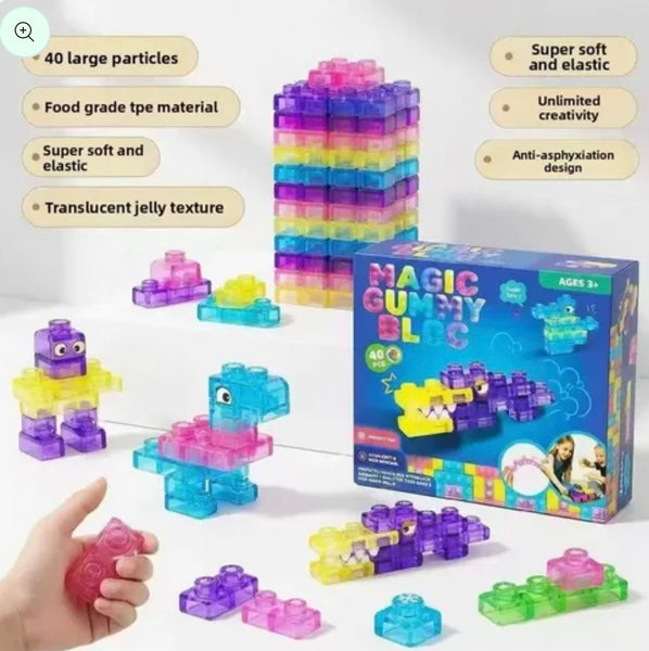 Gummy Blocks - 40pcs | Montessori, Sensory, Squishy and Stretchable