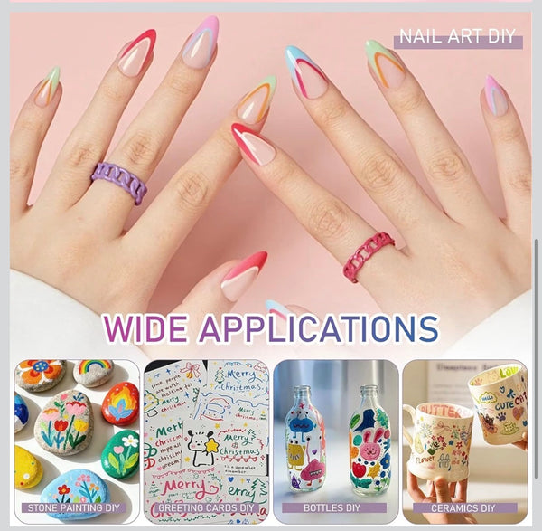 Nail Art Marker Pens Set of 12 Colors