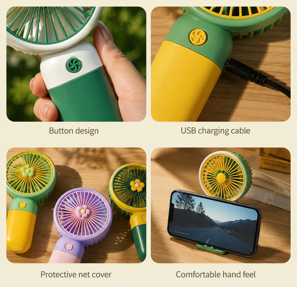 Cute Fruit & Flower Series USB Handheld Fan | Portable USB Rechargeable Fan