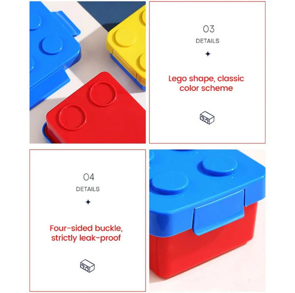 Lego Blocks Design 800ml BPA Free Leak-Proof Lunch Box with 250ml 2 Container