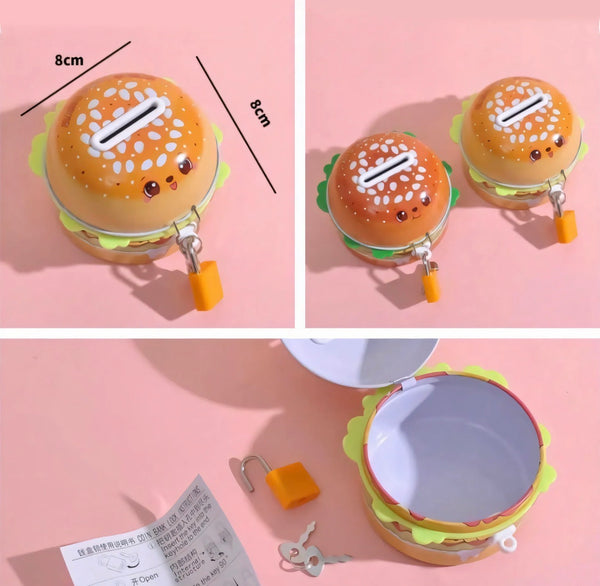 Cute Burger Shaped Metal Piggy Bank