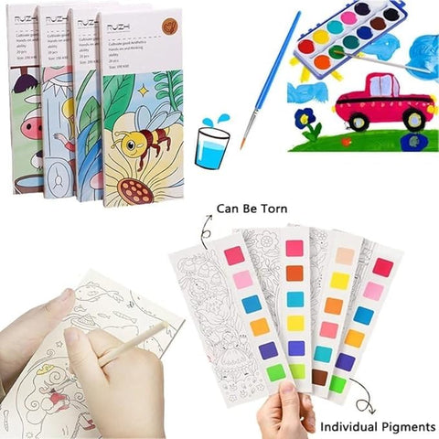 Pocket Water coloring Book with Paintbrush