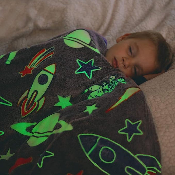 Glow in the dark Plush Blanket (Assorted color and design)