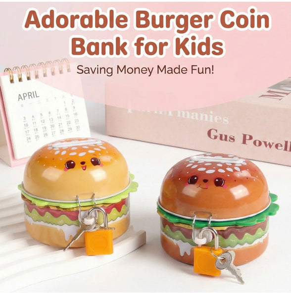 Cute Burger Shaped Metal Piggy Bank