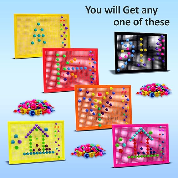 DIY Mushroom Nail Platter Pegboard Game for Kids | Knobs & Block Jigsaw Puzzle | Pack of 200+ Plastic Nails Block | Imagination & Creativity