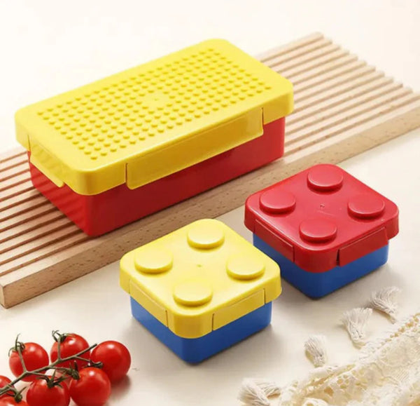 Lego Blocks Design 800ml BPA Free Leak-Proof Lunch Box with 250ml 2 Container