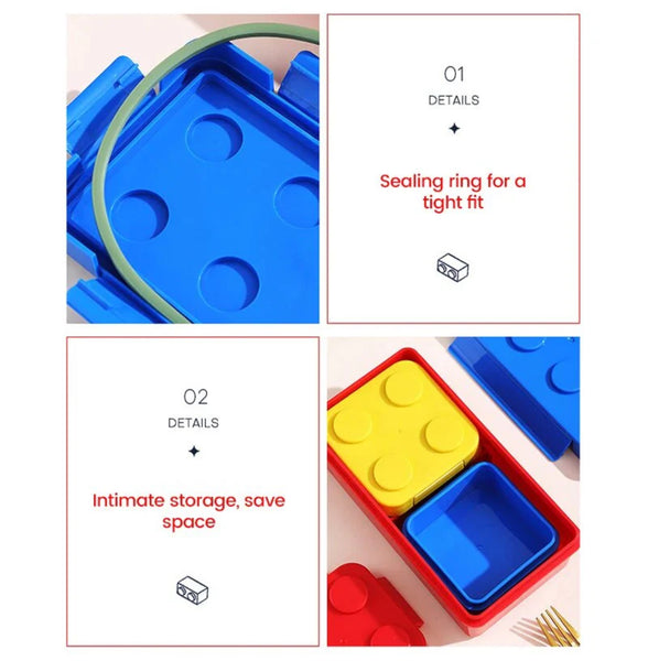 Lego Blocks Design 800ml BPA Free Leak-Proof Lunch Box with 250ml 2 Container