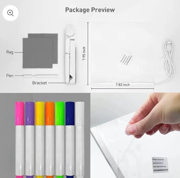 3D Acrylic LED Desk Message Board - Magic Board