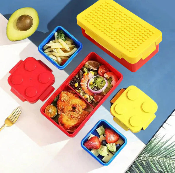 Lego Blocks Design 800ml BPA Free Leak-Proof Lunch Box with 250ml 2 Container