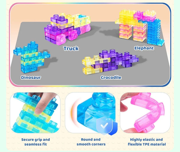 Gummy Blocks - 40pcs | Montessori, Sensory, Squishy and Stretchable