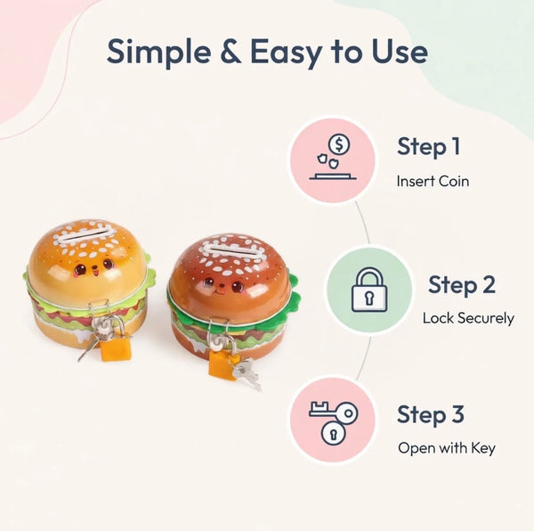 Cute Burger Shaped Metal Piggy Bank
