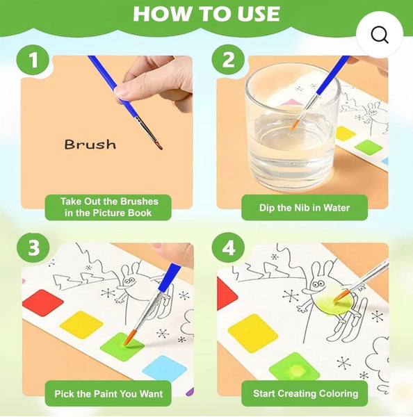 Pocket Water coloring Book with Paintbrush