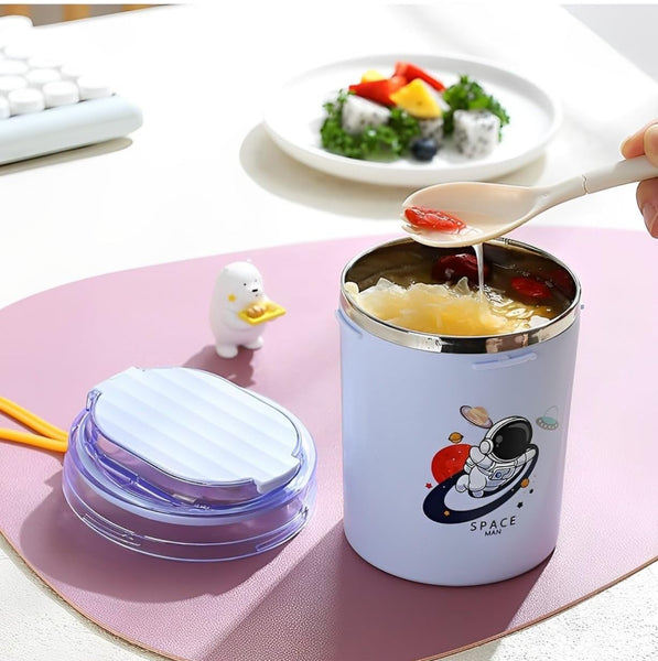 Stylish Insulated Vacuum Soup Jar with Spoon & Straw ( 1 pc )