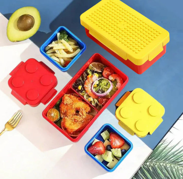 Lego Blocks Design 800ml BPA Free Leak-Proof Lunch Box with 250ml 2 Container