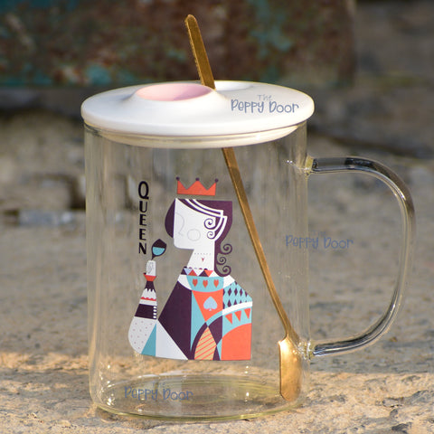 Queen Glass Mug with Spoon